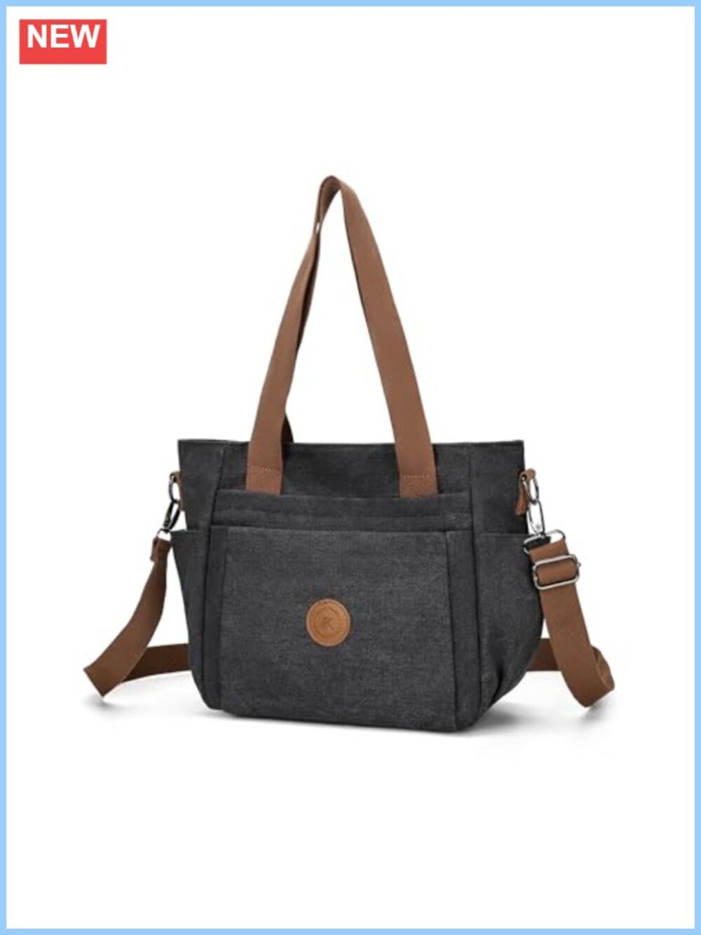 Washed Canvas Hobo Handbag Shoulder Crossbody Bag Multi-Pocket